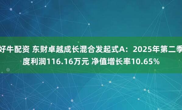 好牛配资 东财卓越成长混合发起式A：2025年第二季度利润116.16万元 净值增长率10.65%